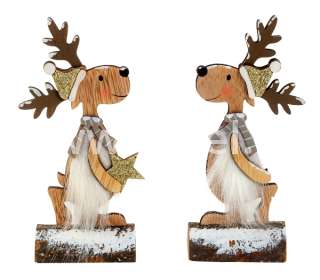 Dekoráció Karácsonyi asztalidísz fa szarvas 18cm