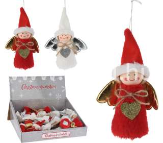 Karácsonyfadísz plüss angyal 14cm
