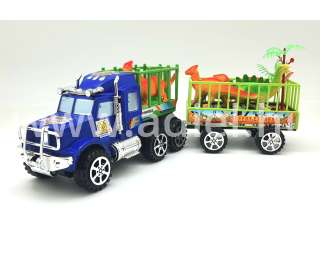 Játék utánfutós teherautó dínókkal