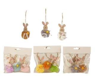 Húsvéti Nyuszi dekoráció bolyhos 3db-os szett 8cm