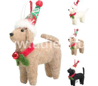 Karácsonyi dísz plüss kutya sapkás 15cm