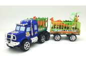 Játék utánfutós teherautó dínókkal