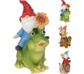 Polyrezin figura kerti állatok manóval 12cm