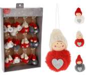 Karácsonyfadísz plüss baba sapkával 8cm