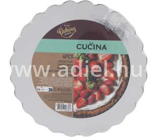 Tortaalátét ezüstpapír kerek 25cm 4db-os szett