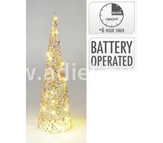 Műfenyő Réz kúp LED-es 40cm