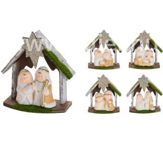 Betlehem szett kerámia, fa 15cm